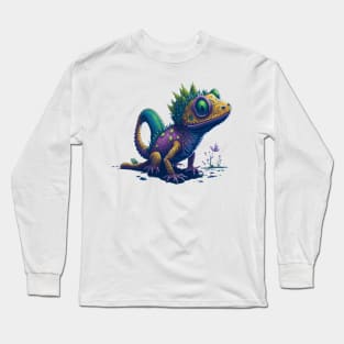 Gamer's Perfect Illustration - Cute Colorful Gekko Long Sleeve T-Shirt